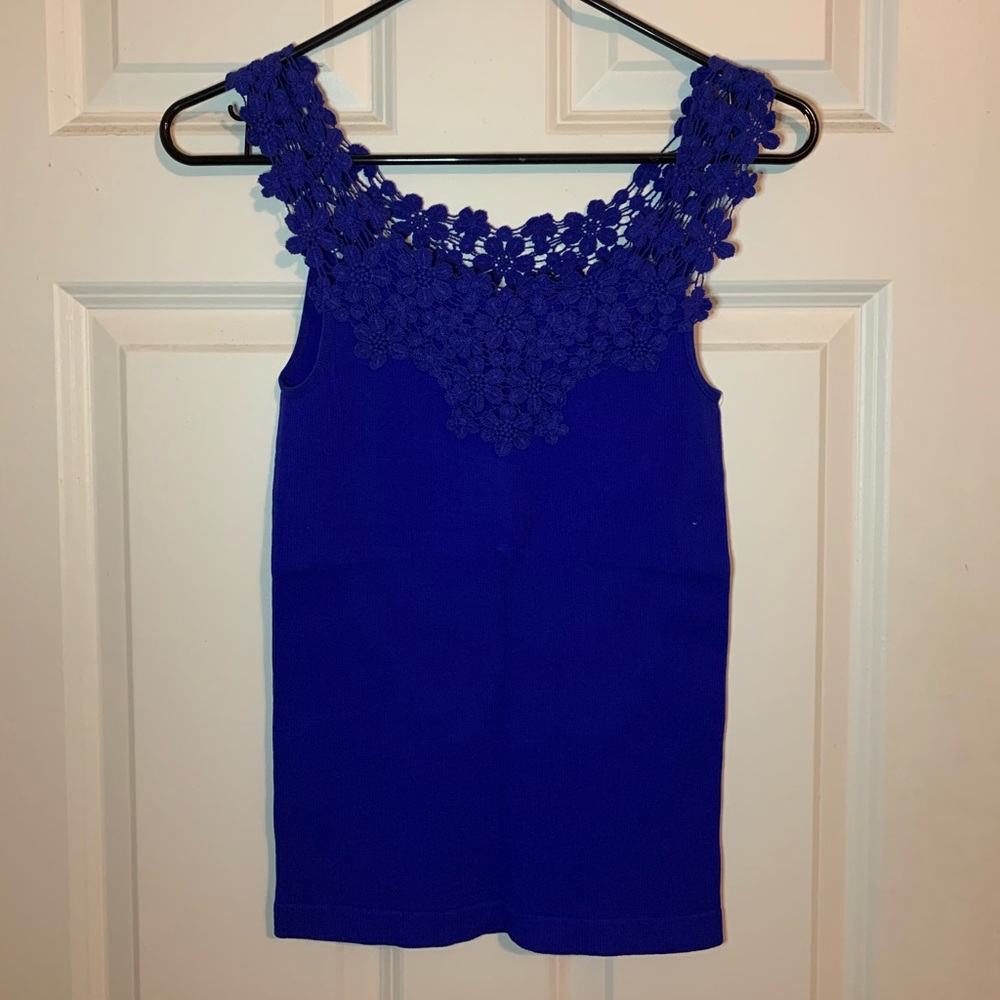 Bright blue tank top